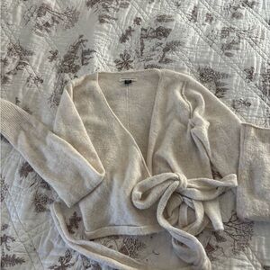American Eagle Outfitters Cream Tie-Front Cardigan